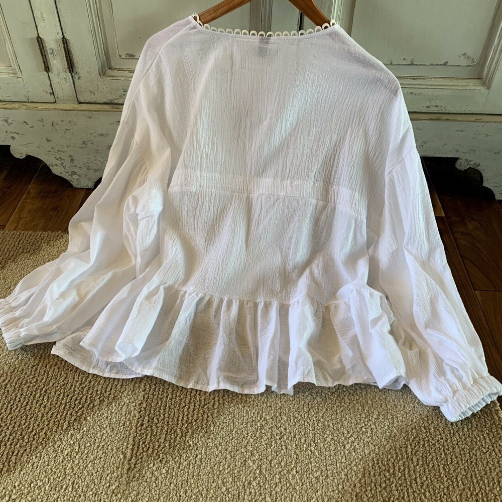 New Boho Gauze Tassel Long Sleeve Blouse Top - Picture 6 of 8